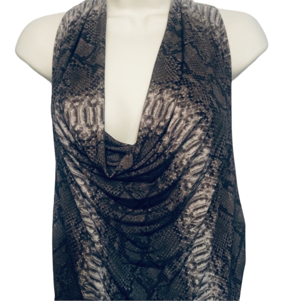 Micheal Kors size large sleeveless racerback animal print shirred midi dress